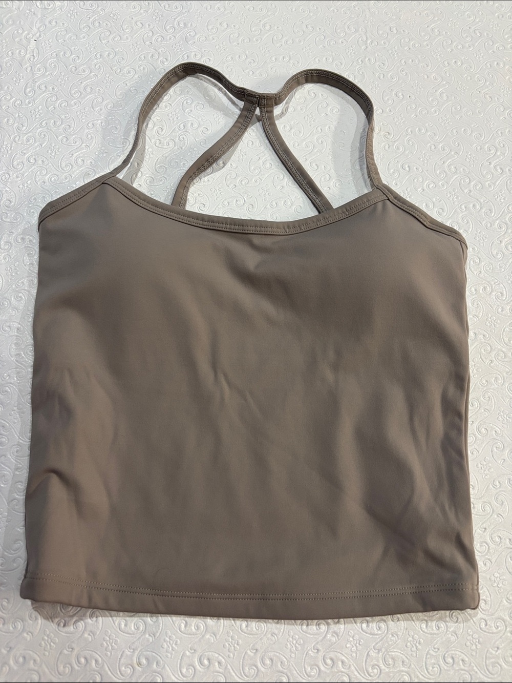 Women's Strappy Tank Top with built in bra - Black, Sage, Taupe - Picture 4 of 7